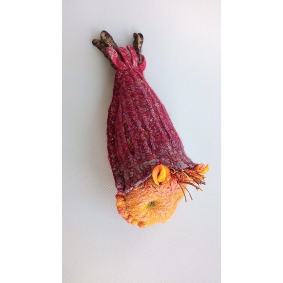 Unique OOAK Toy Alien Orange Snail SemiLy Lapatamelly Galaxy Handmade Silk Wool - Picture 4 of 15